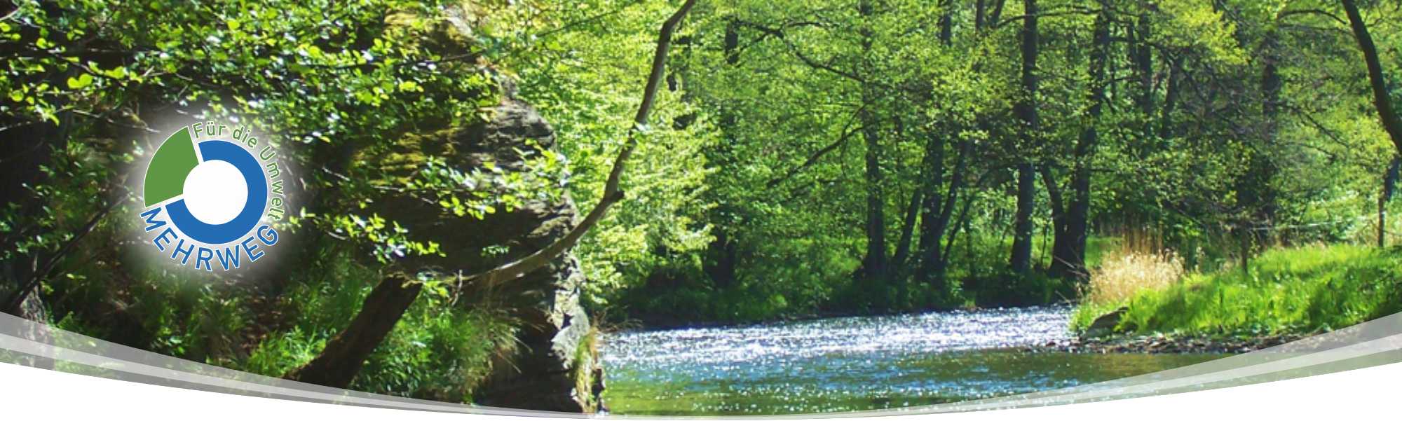 Für die Umwelt - MEHRWEG - Ein Bild von der Zschopau wie sie friedlich durchs Erzgebirge fließt